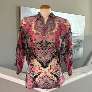 Johnny Was Multicolor Paisley Blouse